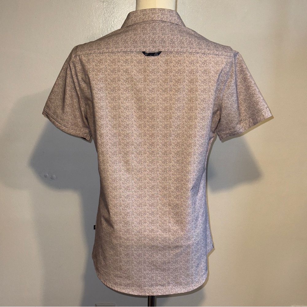 7 Diamonds Red & White Speckled Geo Print Short Sleeve Button-Up Shirt Men’s S - Picture 3 of 5